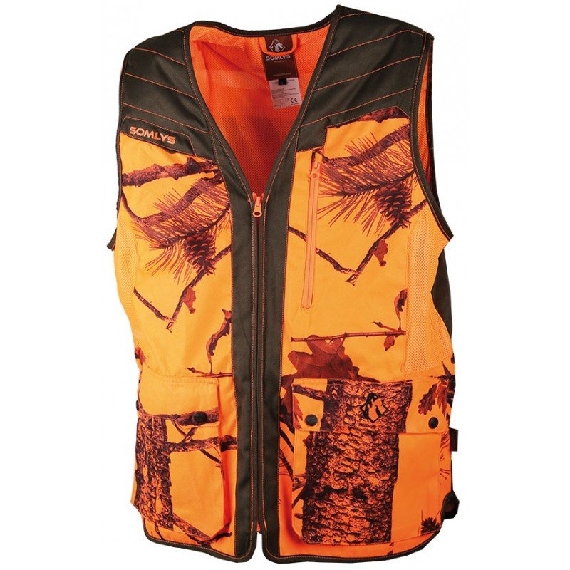 Gilet de chasse Percussion Savane filet Orange - Gilets de Chasse