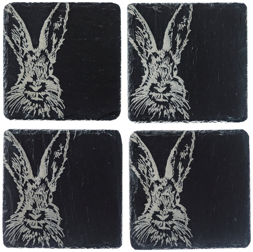 Torchon De Cuisine Frohstoff 100% Lin - Motif Lièvre, Naturel/anthracite - 50x70 Cm, Fait à Hambourg