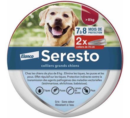 Lot de 2 colliers anti-parasites grands chiens SERESTO