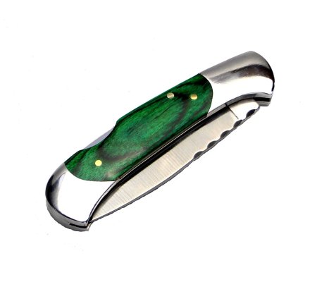 Couteau de poche pliant manche bois vert