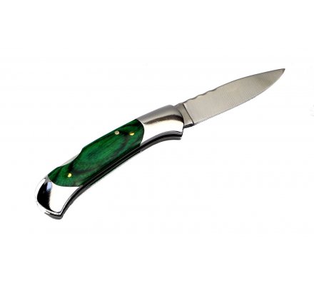 Couteau de poche pliant manche bois vert