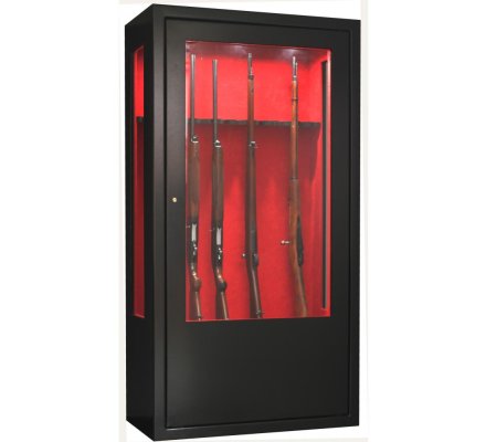 Armoire vitrine 14 armes avec lunette coffre intérieur et éclairage intérieur côtés vitrés INFAC SAFE