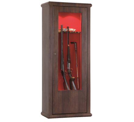 Armoire vitrine bois 10 armes avec lunette coffre intérieur et éclairage intérieur INFAC SAFE