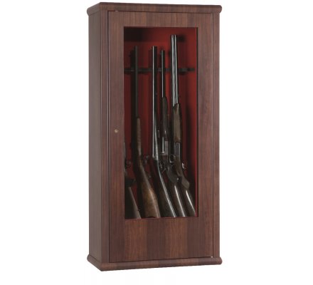 Armoire vitrine bois 12 armes avec lunette et un coffre intérieur INFAC SAFE