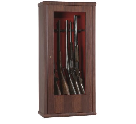 Armoire vitrine bois 12 armes avec lunette et un coffre intérieur INFAC SAFE