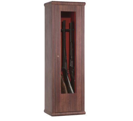 Armoire vitrine bois 8 armes avec lunette et un coffre intérieur INFAC SAFE