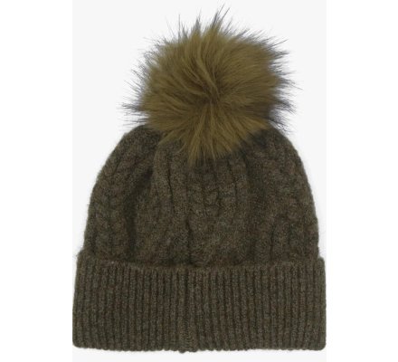 Bonnet femme Elsdon à pompon olive BARBOUR
