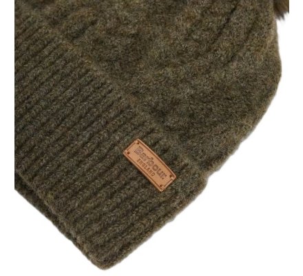 Bonnet femme Elsdon à pompon olive BARBOUR