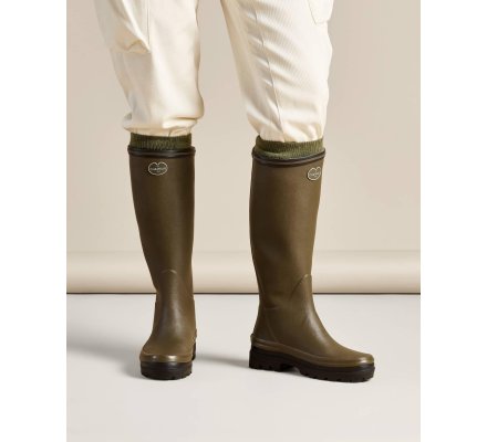 Bottes femme Giverny doublées Jersey vert chameau LE CHAMEAU