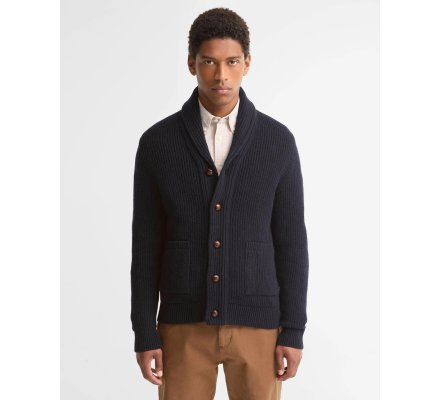 Cardigan col châle Hartland bleu BARBOUR