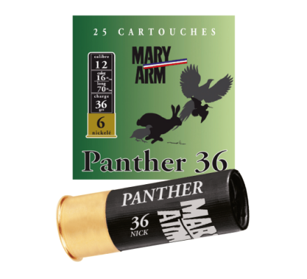 Cartouche Panther 36 cal 12 plomb nickelé Mary Arm
