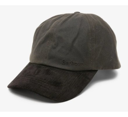 Casquette Ashby en coton huilé et visière velours côtelé olive BARBOUR