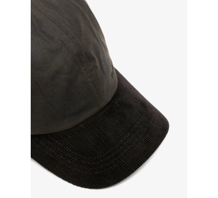 Casquette Ashby en coton huilé et visière velours côtelé olive BARBOUR