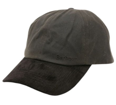 Casquette Ashby en coton huilé et visière velours côtelé olive BARBOUR