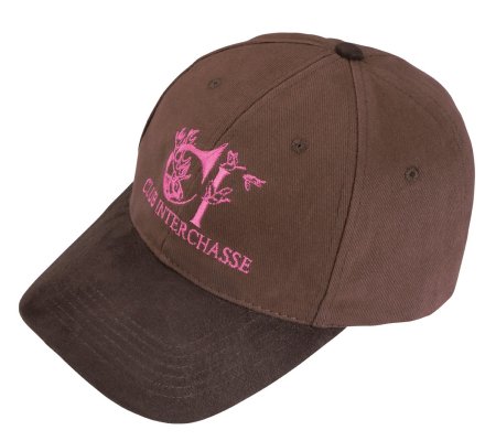 Casquette Eddy marron broderie rose CLUB INTERCHASSE