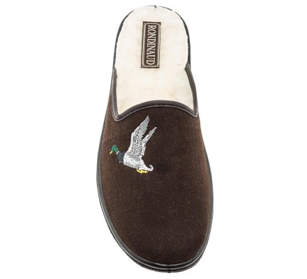 Chaussons marron motif canard 