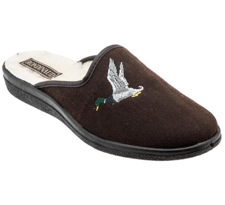 Chaussons marron motif canard 