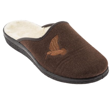 Chaussons marron motif bécasse 