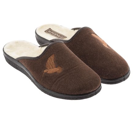 Chaussons marron motif bécasse 