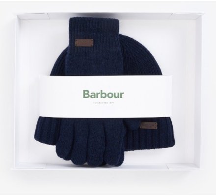 Coffret cadeau bonnet et gants Carlton bleu BARBOUR