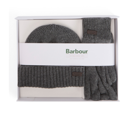 Coffret cadeau bonnet et gants Carlton gris BARBOUR