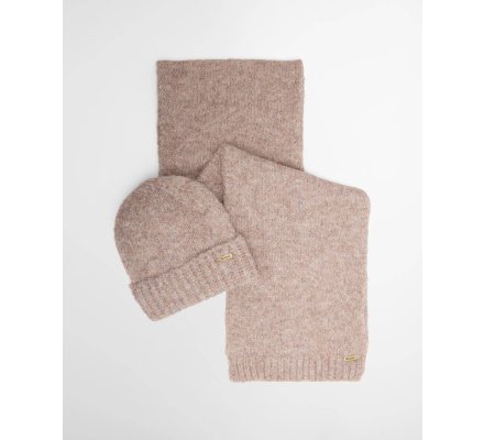 Coffret cadeau femme bonnet écharpe taupe Emmy BARBOUR