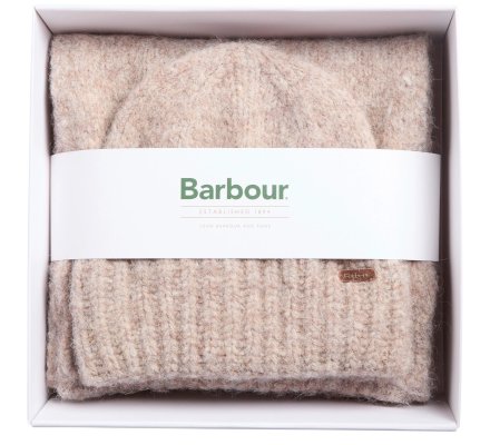 Coffret cadeau femme bonnet écharpe taupe Emmy BARBOUR