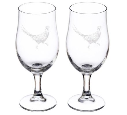 Coffret de 2 verres à bière motif faisan