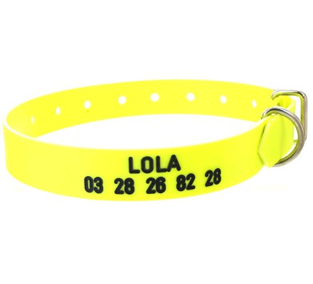 Collier PVC gravé jaune fluo