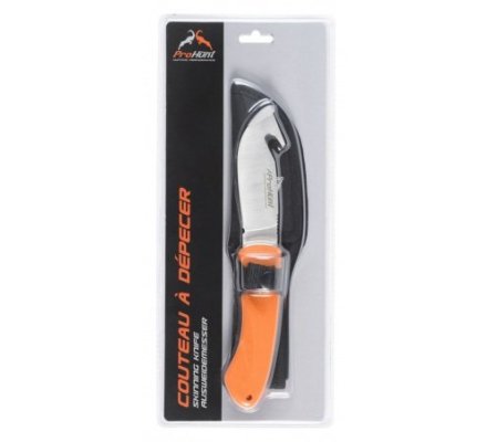 Couteau à dépecer manche gomme orange Prohunt