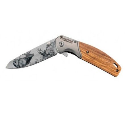 Couteau pliant gravure Cerf STEPLAND