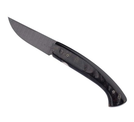 Couteau manche croûte de buffle lame damas inox