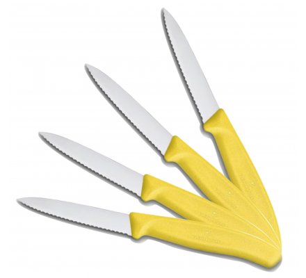 Pack 4 couteaux de table dentelé jaune VICTORINOX
