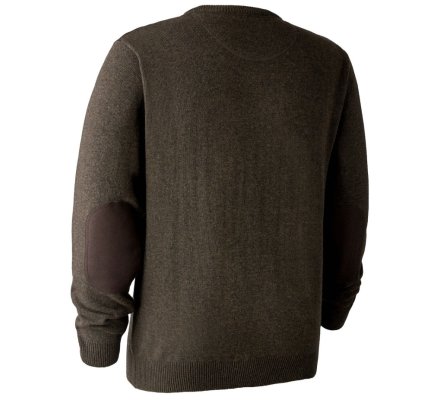 Pull en tricot col V marron Sheffield DEERHUNTER