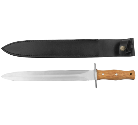 Dague avec manche en teck et étui en cuir