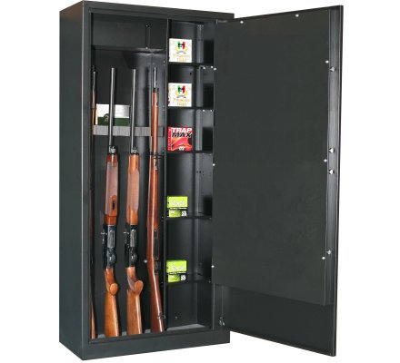 Armoire 12 armes avec lunettes un coffre intérieur et 5 étagères amovibles FORTIFY