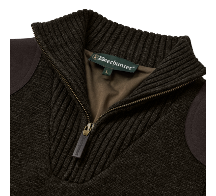 Pull demi-zip Finley marron DEERHUNTER