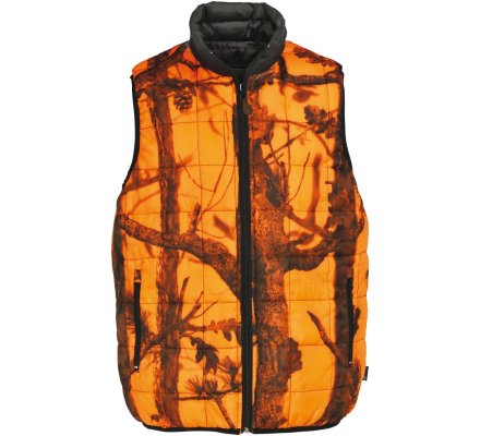 Doudoune de chasse sans manches matelassée orange Warm réversible Percussion