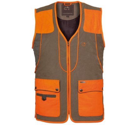 Gilet de chasse sans manches Tabac/Orange Cévrus Club Interchasse