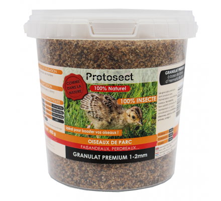 Granulat Premium 100% insectes 1-2 mm (faisandeaux, perdreaux, ...) Protosect
