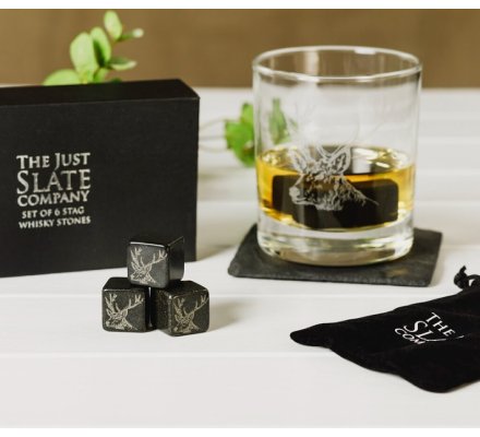 Coffret de 6 pierres à whisky motif cerf