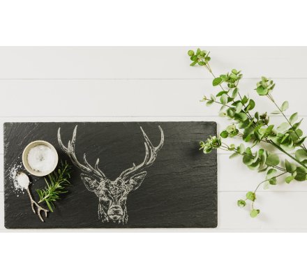 Centre de table en ardoise motif cerf