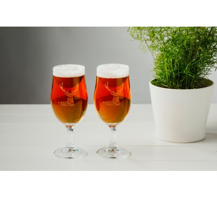 Coffret de 2 verres à bière motif cerf 