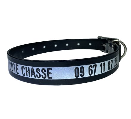 Collier gravé réfléchissant noir en TPU