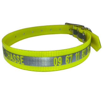 Collier gravé réfléchissant jaune fluo en TPU