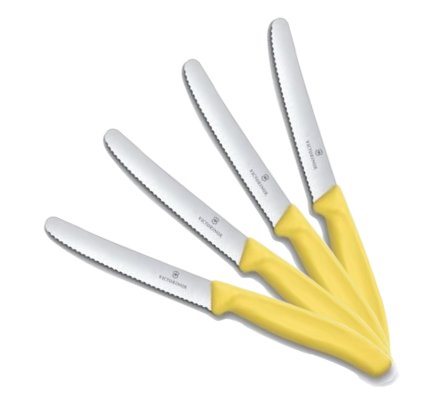 Pack 4 couteaux de table rond jaune VICTORINOX