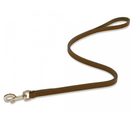 Laisse 110cm en cuir cousu marron 