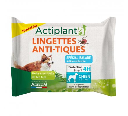 Lingettes anti-tiques pour chien ACTIPLANT