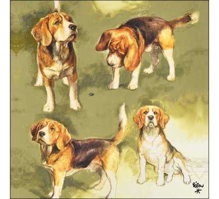 Lot de 20 serviettes en papier chien Beagles LOVERGREEN