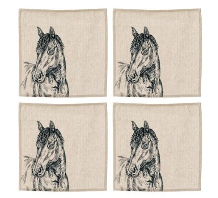 Lot 4 serviettes lin naturel Cheval